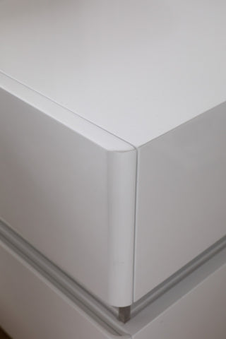 Modern Night Stand with Human Induction Atmosphere Lamp, White, No Wireless Charging