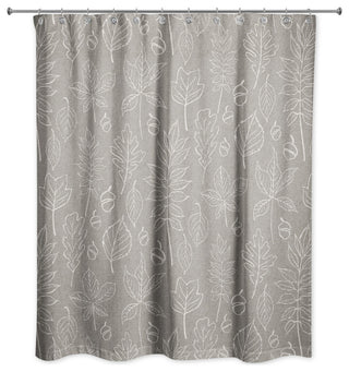 Gray Leaf Pattern 71x74 Shower Curtain