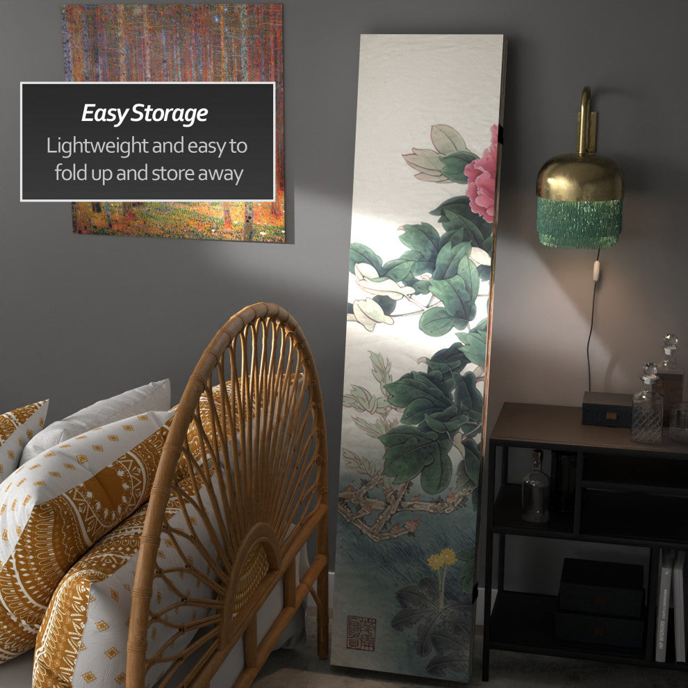 6' Tall Double Sided Doves and Peonies Canvas Room Divider