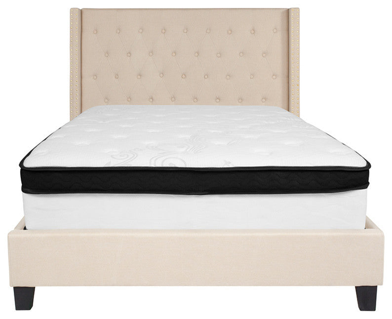Riverdale Tufted Bed With Accent Nail Trim/Memory Foam Pocket Spring Mattress