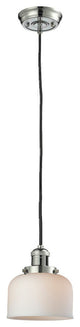 Large Bell 1-Light LED Pendant, Polished Nickel, Glass: Matte White Cased