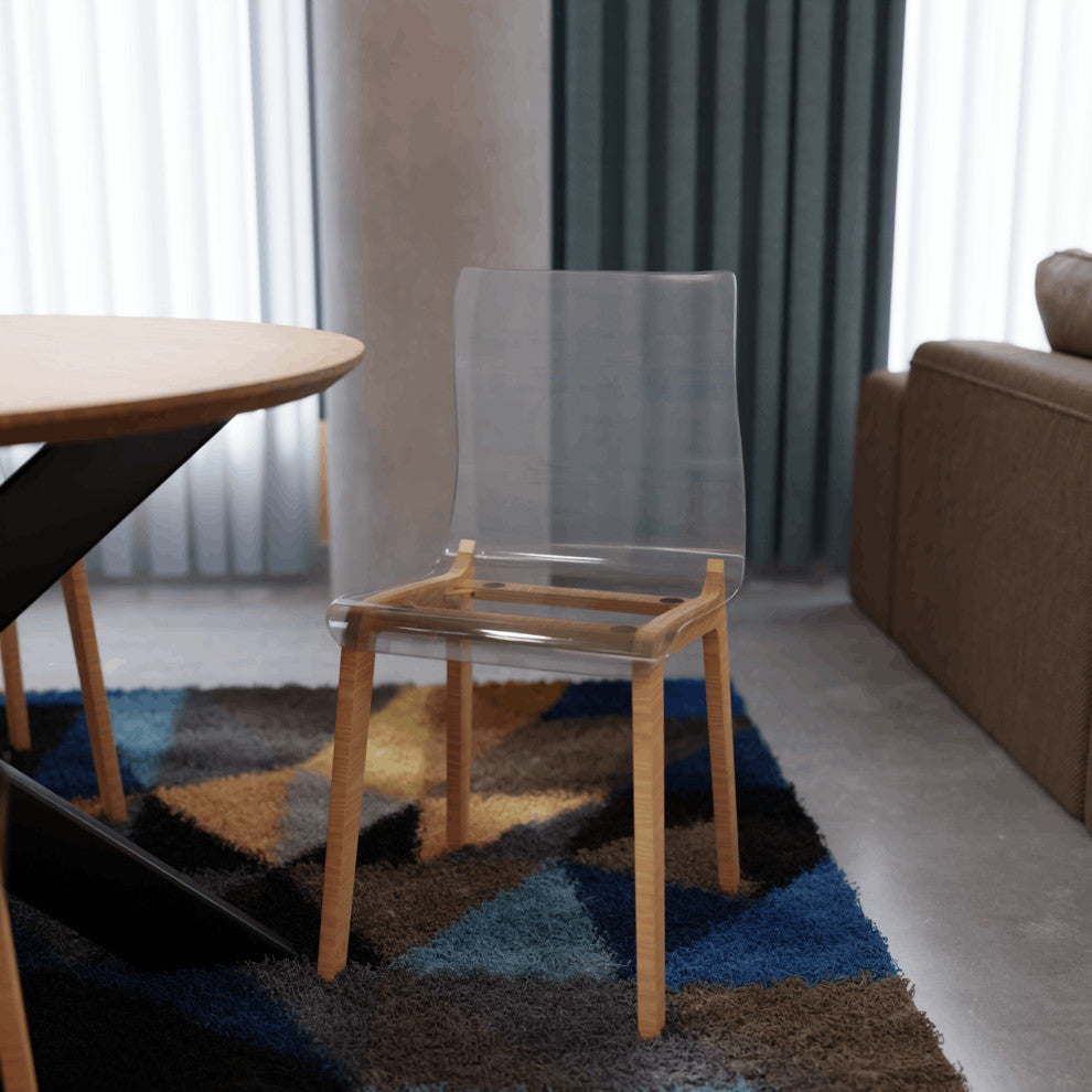 LeisureMod Marsden Modern Dining Chair With Beech Legs Set of 2, Natural Wood