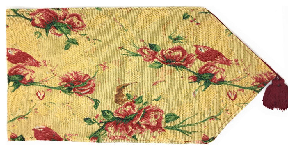 Seasonal Floral Woven Tapestry Table Runners, Yellow Floral, 13x72