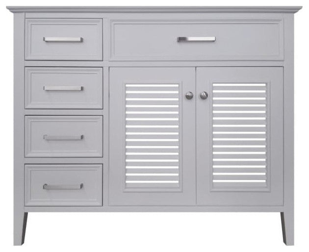 Ariel Kensington 42" Transitional Right Offset Single Sink Base Cabinet, White