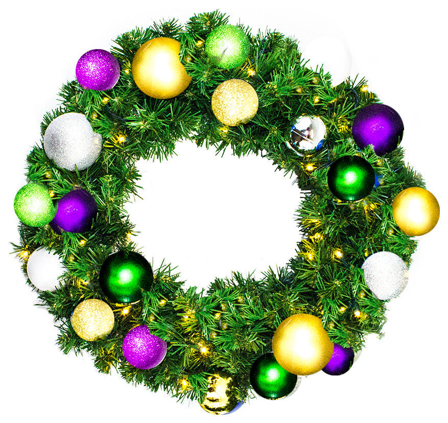 2' Sequoia Wreath Decorated With The Mardi Gras Ornament