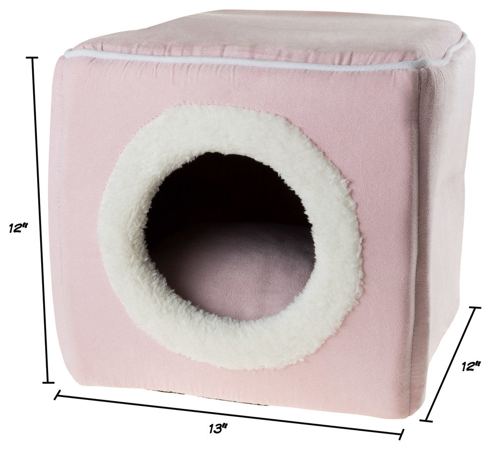 PETMAKER Cozy Cave Enclosed Cube Pet Bed, Pink