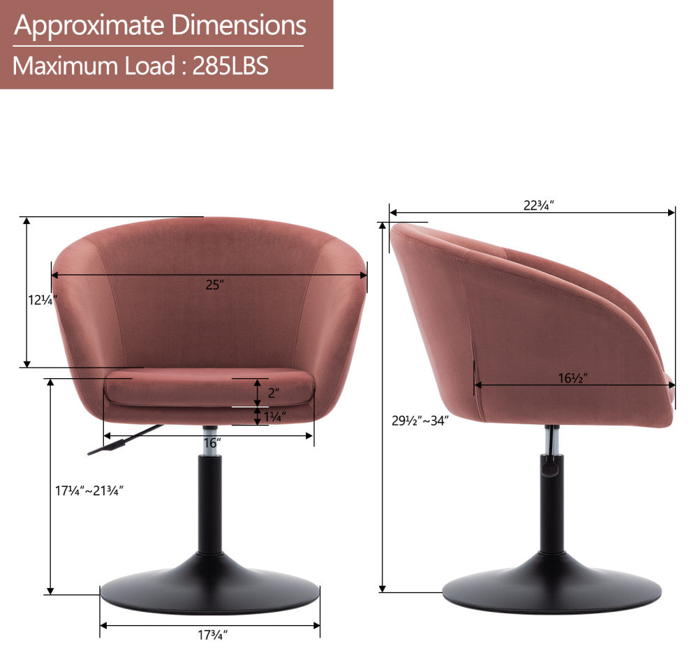 Minimalist Swivel Barrel Chair, Pink-Velvet