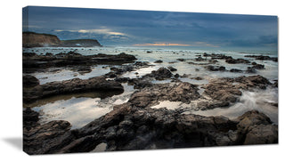 "Rocky Seashore With Blue Sky Over" Seashore Canvas Print, 32"x16"