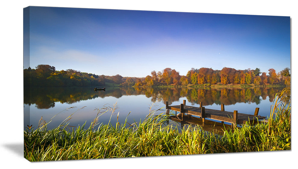 Still Waters of Fall Lake, Landscape Canvas Art Print, 60"x28"