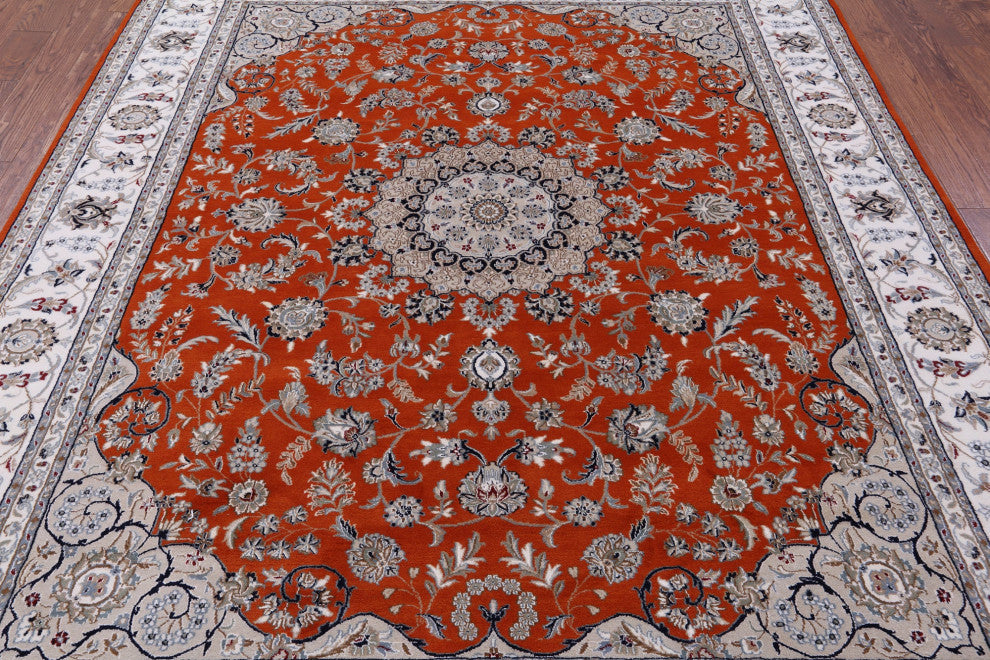 Persian Nain Wool & Silk Hand Knotted Rug 8' 1" X 10' 0" - Q13125