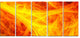 Orange Mystic Psychedelic Texture, Abstract Art on Canvas, 60"x28", 5 Panels