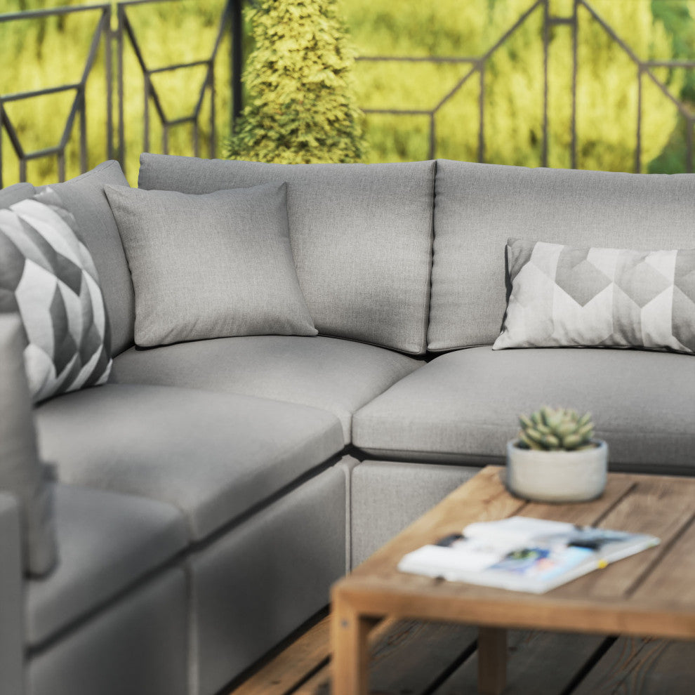 Modular Lounge Sectional Deep Sofa Set, Charcoal Gray, Modern, Outdoor