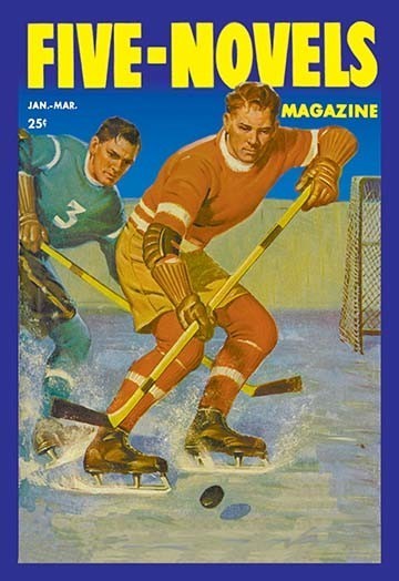 Two Players Skating Towards the Bouncing Puck- Fine Art Giclee Print 24" x 36"