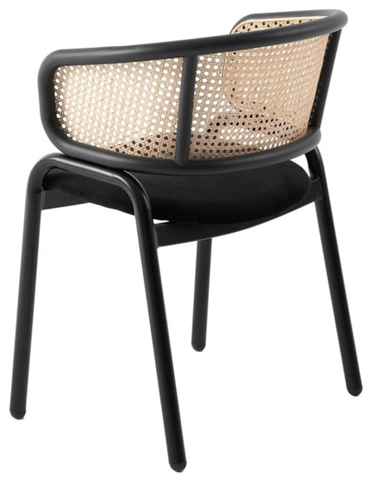 LeisureMod Ervilla Modern Dining Chair with Velvet Seat Set of 4 Black