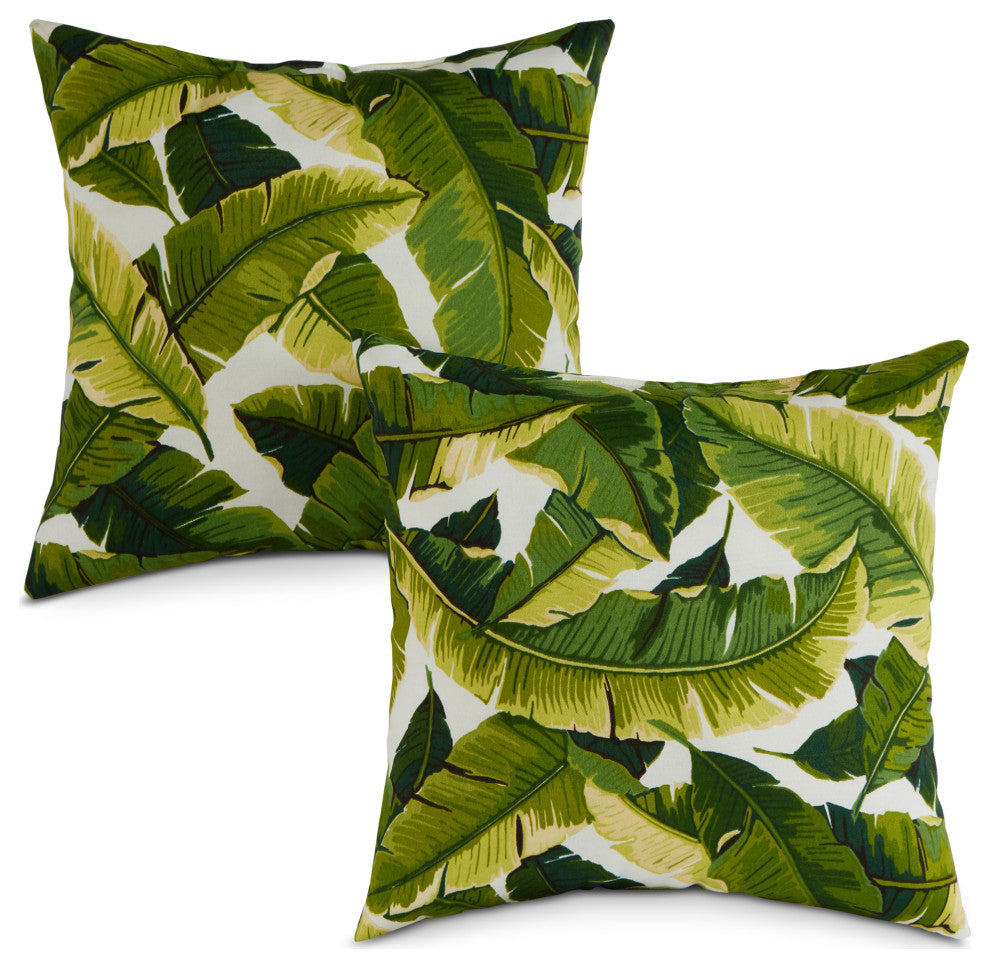 17-inch Outdoor Throw Pillow (Set of 2), Palm Leaves White