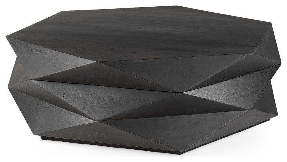 Mod Geometric Black Solid Wood Coffee Table
