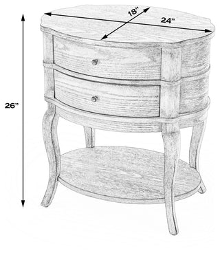 Jarvis Oval 2-Drawer Side Table, Antique Beige