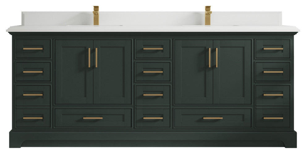 Fenway 84 Double Sink Bath Vanity in Pewter Green 1.5" White Quartz