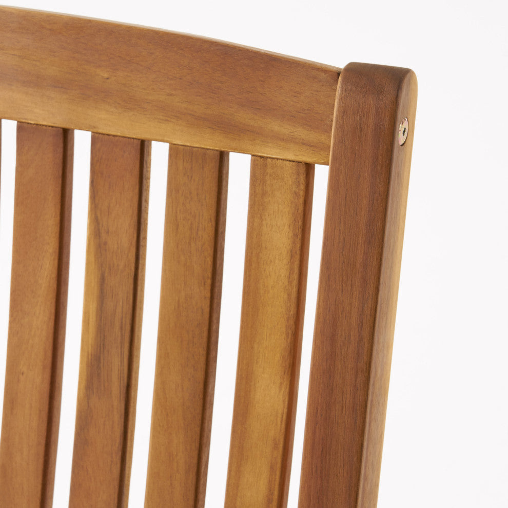 Penny Outdoor Acacia Wood Rocking Chairs, Set of 2, Teak Finish