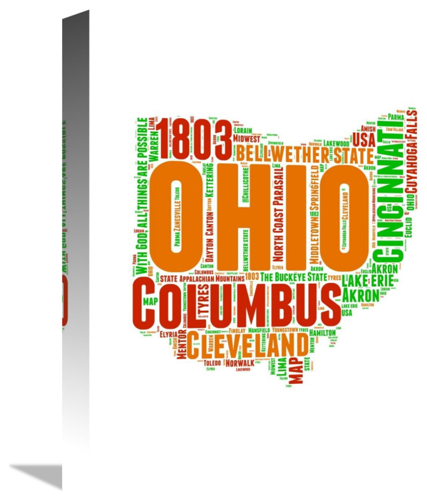 "Ohio Word Cloud Map" Fine Art Print