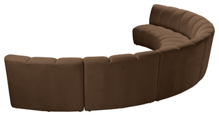 Infinity Channel Tufted Velvet Modular Chair, Brown, 6 Piece