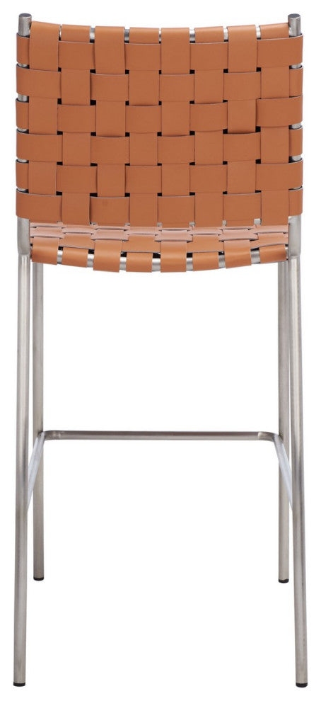 Safavieh Bahari Woven Counter Stool, Cognac/Silver