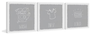 Wash Dry and Fold Triptych, 3-Piece Set, 18x18 Panels