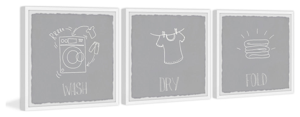 Wash Dry and Fold Triptych, 3-Piece Set, 18x18 Panels