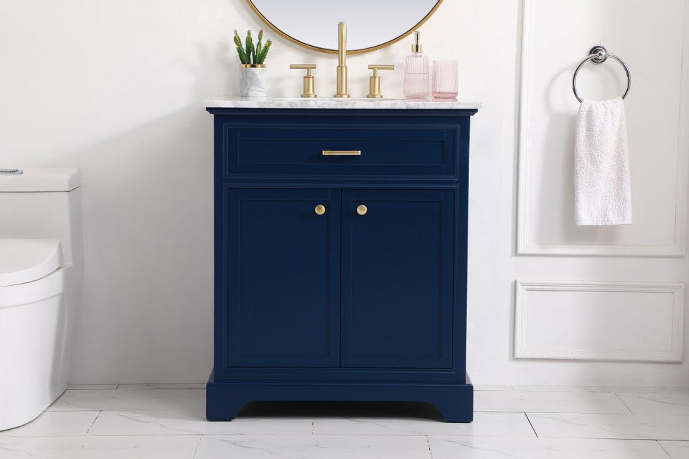 Amber Single Bathroom Vanity, Blue, Blue, 30"