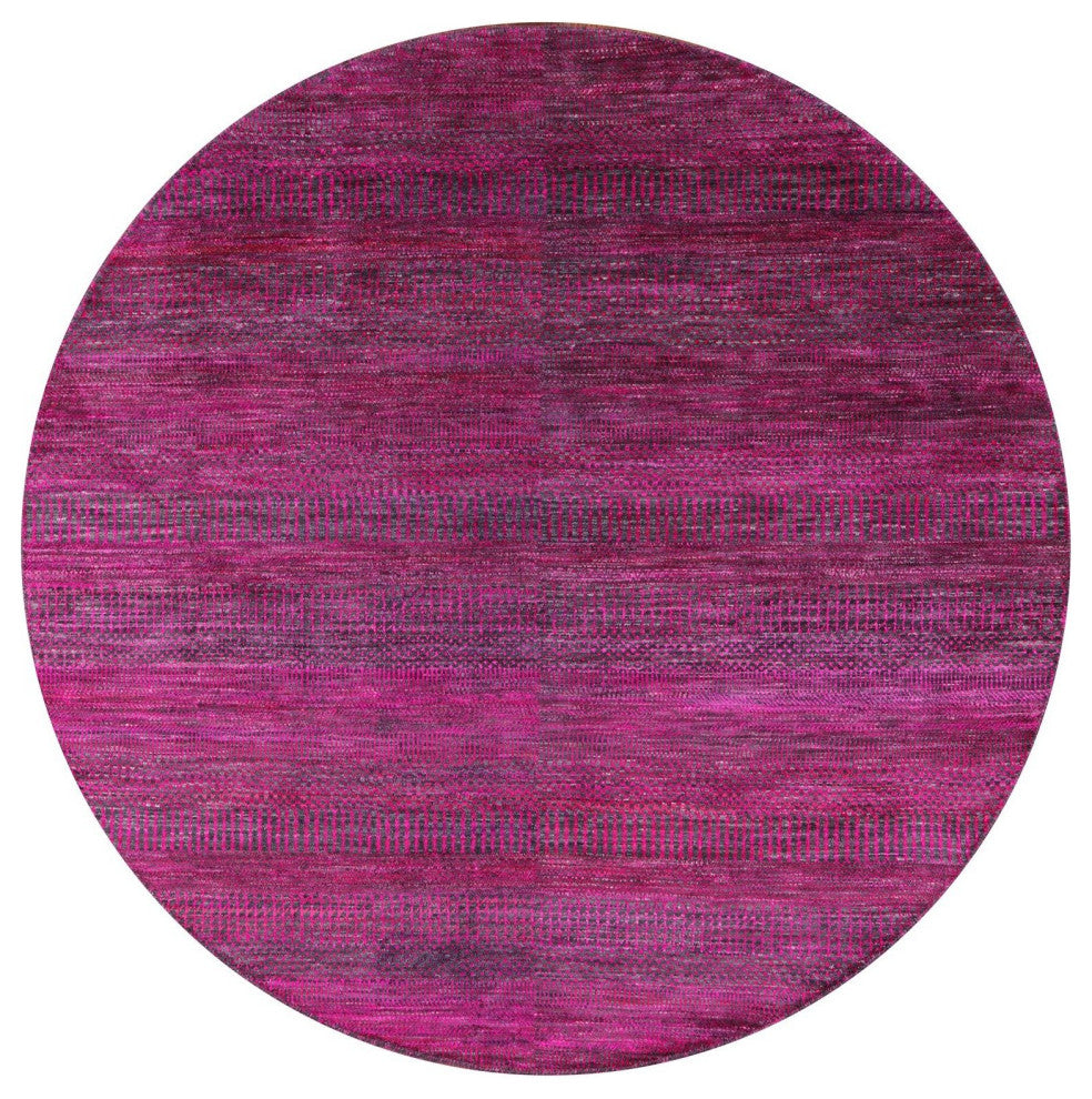 6' Round Super Savannah Gabbeh Wool and Silk Handmade Rug Q6124