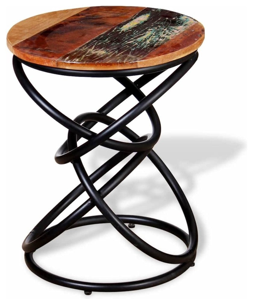 vidaXL End Table Round Coffee Table Wooden Side Table Solid Wood Reclaimed