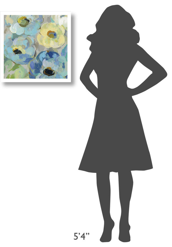 "Fresh Teal Flowers II" Digital Paper Print by Silvia Vassileva, 20"x20"