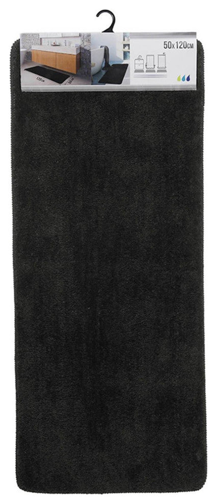 Microfiber Polyester Double Sink Bath Mat Runner - 48"L x 20"W, Black
