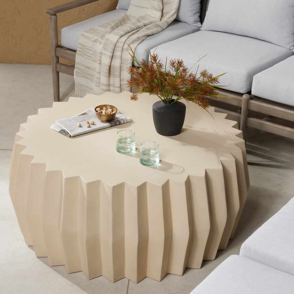 Gem Outdoor Coffee Table-Parchment White