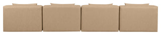 Cube Upholstered Modular Sofa, Tan, 4-Piece: 4 Armless Chair, Vegan Leather