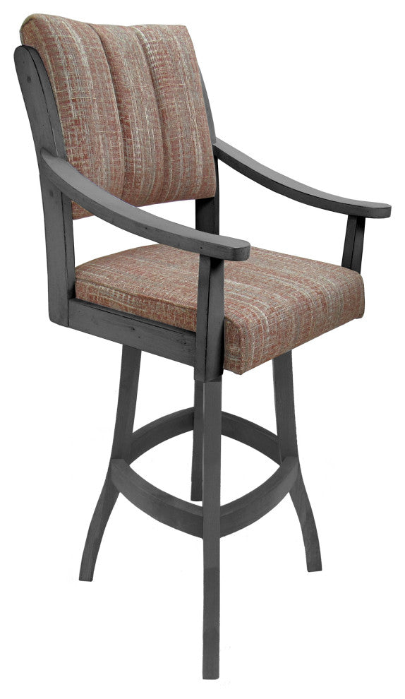 Swivel Counter Wood Bar Stool Casa on S-Base, Watusi Madder - Grey, 30"