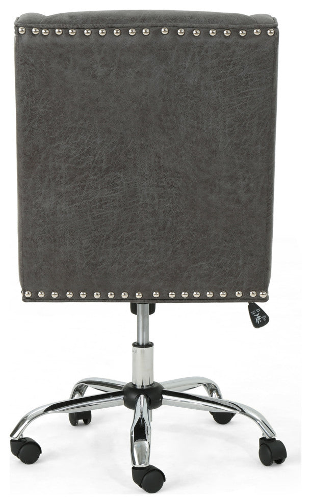GDF Studio Quentin Contemporary Fabric Swivel Office Chair, Slate/Chrome