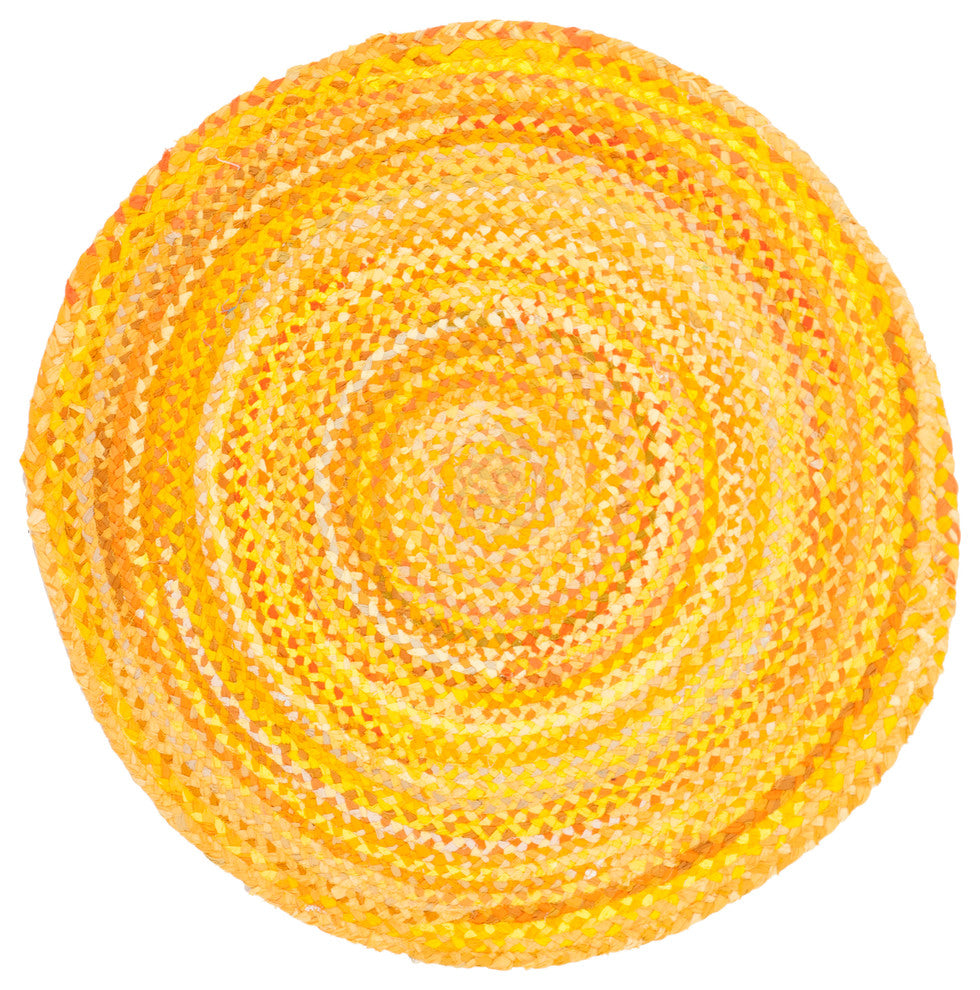 Safavieh Braided Collection BRD452 Rug, Gold, 3' Round