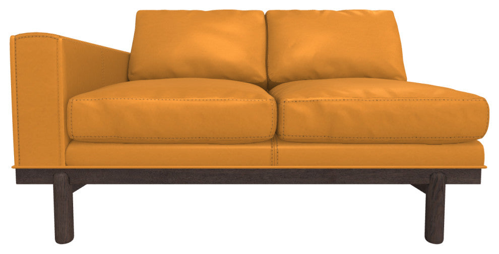 Cantor Left Arm Leather Sofa, Finish: Ebony, Leather: Saffron