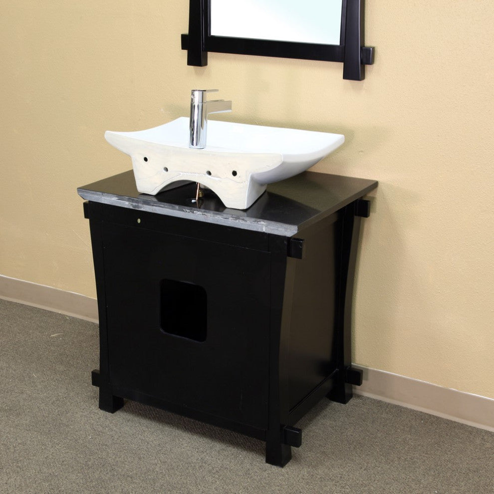 30" Single Sink Vanity, Wood, Black