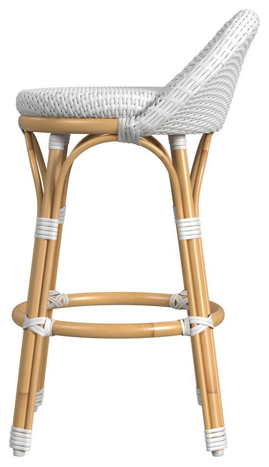 24 in. Seat Height Outdoor Rattan and Metal Low Back Counter Stool