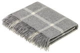 Merino Lambswool Gray Windowpane Throw Blanket