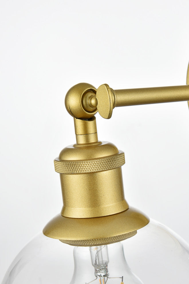 1 Light Brass And Clear Plug, Wall Sconce
