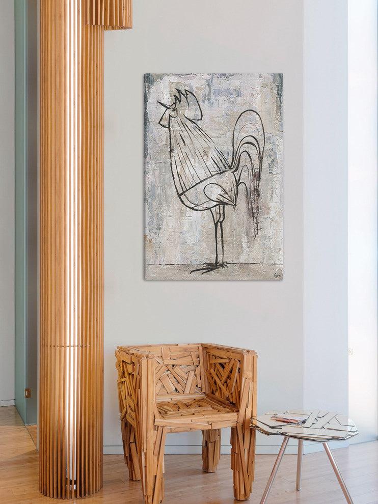 "Morning Rooster" Painting Print on Wrapped Canvas, 24"x36"