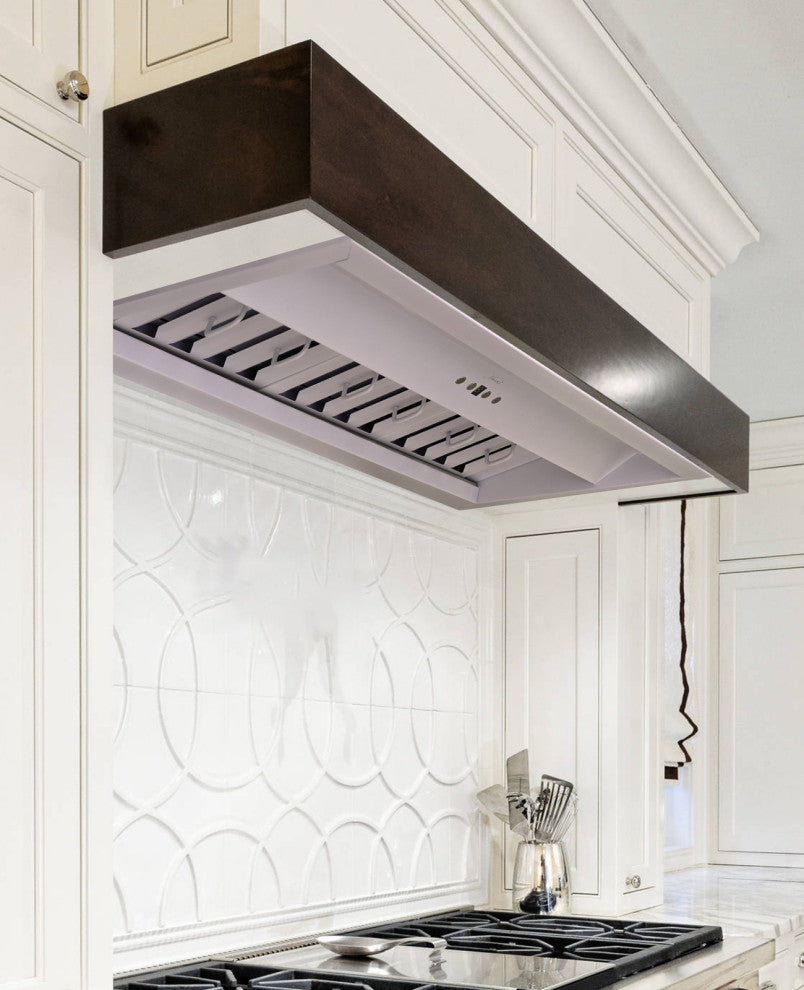 36" Insert/Built-in Stainless Steel Range Hood, Dimmable, 3-Speeds 600CFM, Cool White Light, Satin White