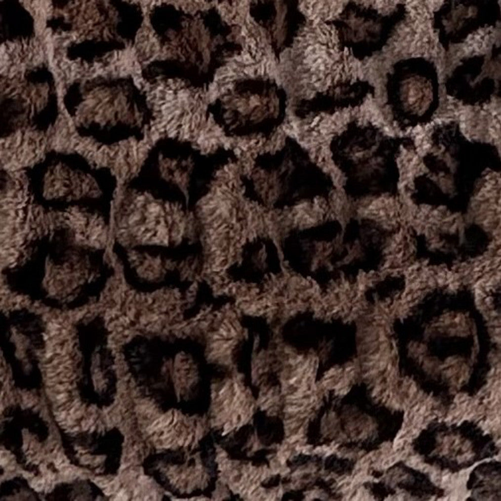 Plutus Brown Leopard Faux Fur Luxury Throw Pillow, Brown, 22" x 22"