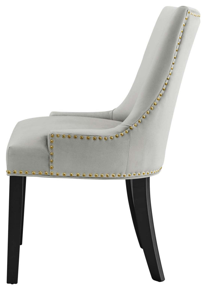 Dining Chair, Nailhead, Set of 2, Gray, Velvet, Modern, Bistro Hospitality