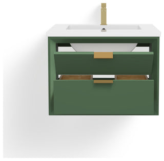 The Sala Bathroom Vanity, Green, 24", Single Sink, Wall Mount