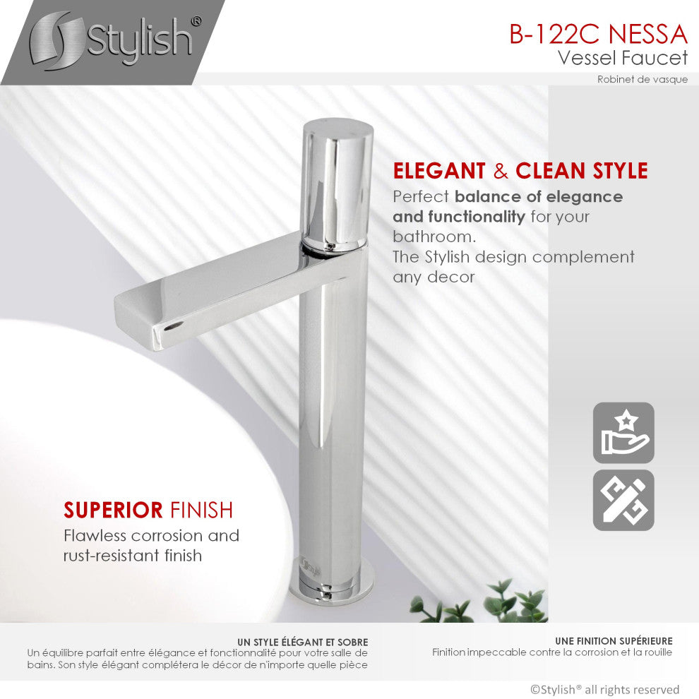 Single Handle Bathroom Vessel Sink Faucet, Polished Chrome Finish