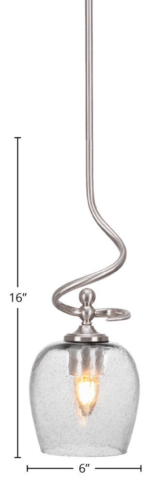 Capri Stem Mini Pendant Shown In Brushed Nickel Finish With 6" Smoke Bubble